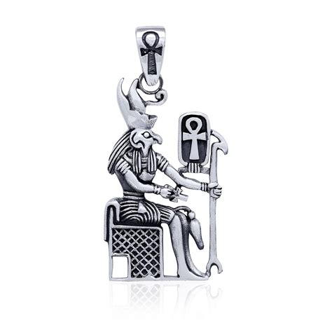 925 sterling silver egyptian sky god horus figure falcon udjat ankh pendant