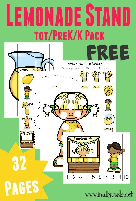 lemonade stand printables pack  pages