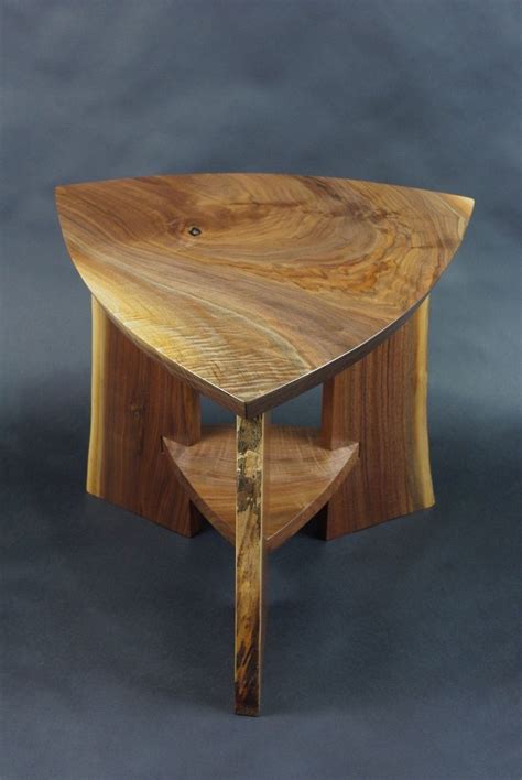 hand crafted black walnut slab triangle tables  rugged