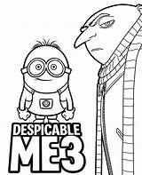 Despicable Coloring Minion Drawing Gru Outline Color Print Clipartmag Characters Minions sketch template