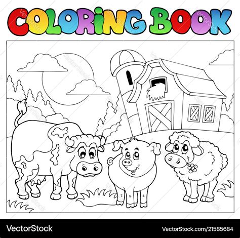 coloring book  farm animals  royalty  vector image