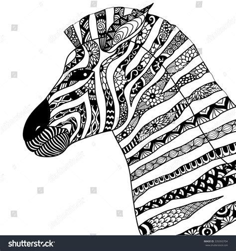 hand drawn zebra zentangle style coloring stock vector royalty