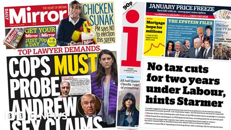 newspaper headlines prince andrew claims   labour tax cuts