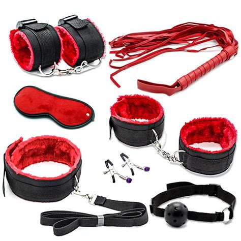 Buy 7 Pcs Set Sex Bondage Restraint Kit Handcuffs Collar Gag Mask Whip