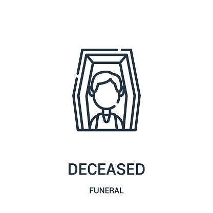 overleden icoon vector van begrafenis collectie dunne lijn overleden overzichts pictogram vector