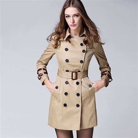 women female coat british long style elegant trench coatdesigner