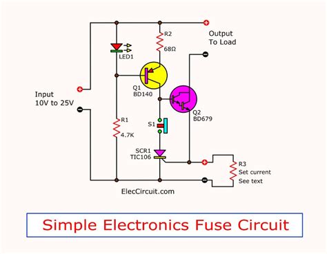simple electronic fuse circuit eleccircuitcom