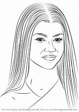 Zendaya Drawing Draw Step Celebrities Drawingtutorials101 People Sketch Previous Next Tutorials sketch template