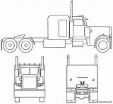 Peterbilt Truck Semi Coloring Drawing Sketch Blueprints Pages Blueprint Trucks Outline Front Side Kenworth W900 Brinquedo Template Big Madeira Drawings sketch template