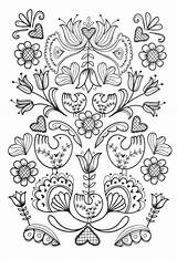 Coloring Pages Book Scandinavian Adult Folk Colouring Kids Patterns Sheets Embroidery Print Printable Color Templates Pattern Folklore Christmas Books Bordado sketch template