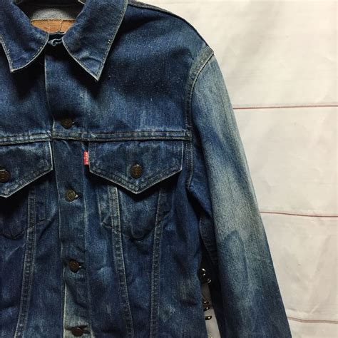 levis small fit denim jacket with hand screen printed sex