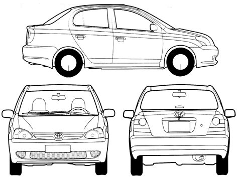toyota yaris sedan blueprints  outlines