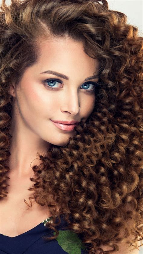 brunette girl model curly hair smile  wallpaper curly