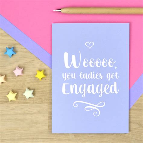 same sex engagement card for lesbian couple by pink and