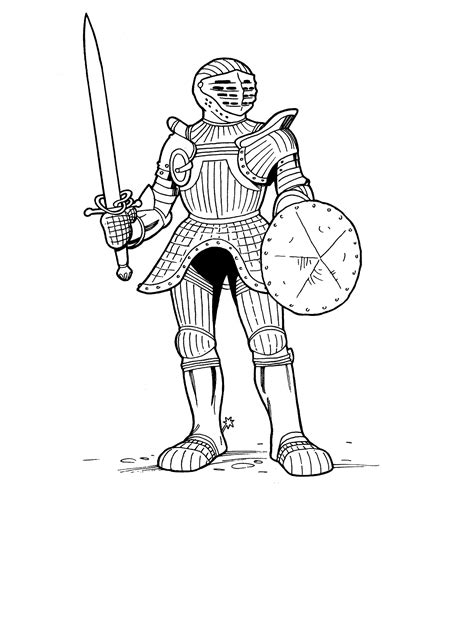 coloring page armored knight