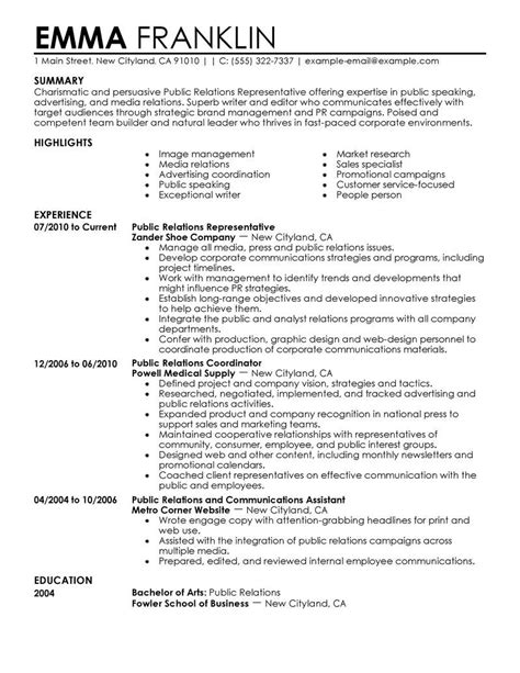 public relations resume template latest resume format public