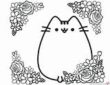 Pusheen Coloring Pages Cute Printable Flowers Print Color Kids Friends sketch template