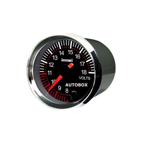 autotecnica analog   volts meter gauge black dial face  mm volt
