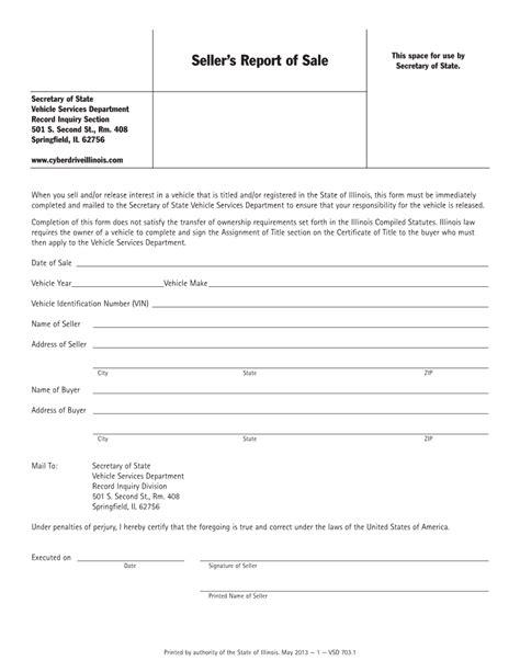 illinois vehicle bill  sale template fillable