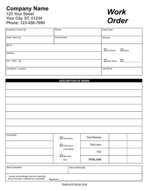 work order form