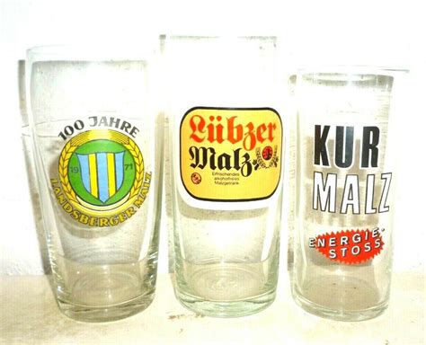 3 Landsberger Lubzer Kur Malz Bier German Beer Glasses Germany