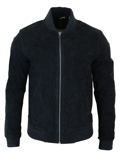 mens real suede leather varsity bomber jacket classic vintage camel black ebay