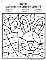 Multiplication Color Easter Grade Number 3rd Code Math Coloring Sheets Worksheets Worksheet Printable Activity School Facts Kids Third Tabelline Practice sketch template