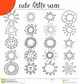 Cute Doodle Little Drawn Hand Suns Set Vector Sun Illustration Choose Board Doodles Stock Dreamstime Journal Draw Preview sketch template
