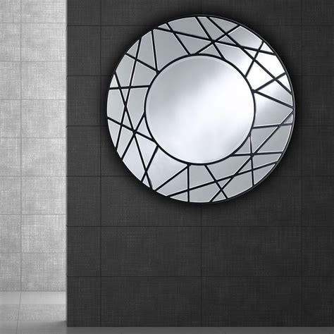 Graphic Black Round Mirror From Deknudt Mia Stanza Mirror Black