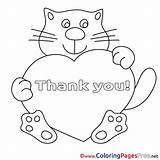 Thank Coloring Colouring Pages Heart Cat Template Sheet sketch template