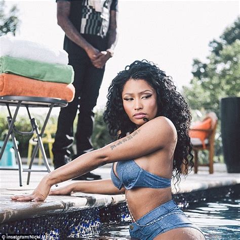 Nicki Minaj Oozes Sex Appeal In Denim Bra And High Rise Shorts From The