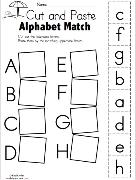 summer alphabet match cut  paste   teachers