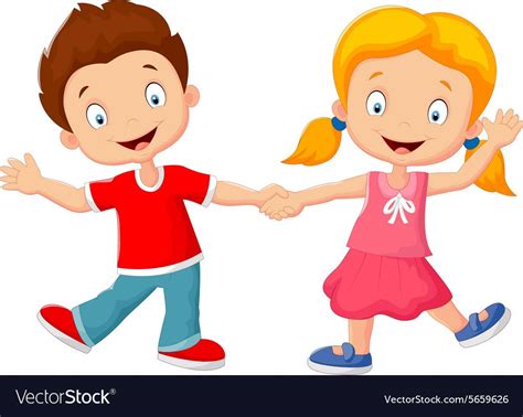 illustration  cartoon  kids holding hand