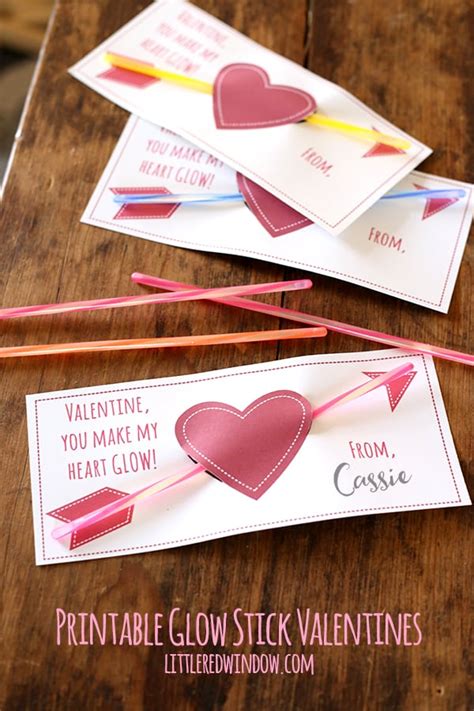 printable glow stick valentines  red window