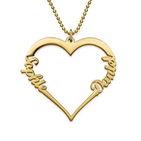 heart name necklace love 2 names pendant persjewel