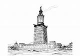 Faro Alexandria Alessandria Leuchtturm Weltwunder Meraviglie Malvorlage Alexandrien Ausmalbilder sketch template