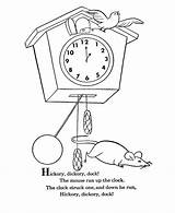 Hickory Dickory Dock Coloring Nursery Goose Rhymes Mother Pages Rhyme Printable Bluebonkers Sheets Time Clip Clipart Printables Twinkle Poems Children sketch template