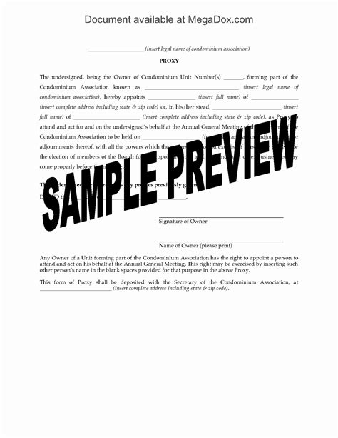 hoa proxy vote form template awesome usa proxy form  condo