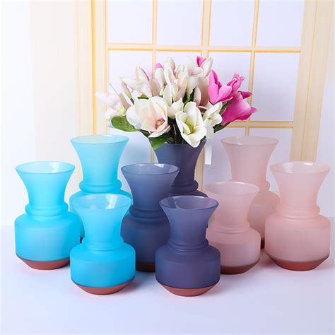 Wholesale Frosted Colored Glass Vase European Style Glass Flower Vase