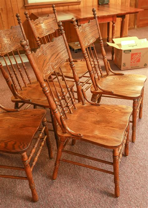 pressed  oak dining chairs ebth