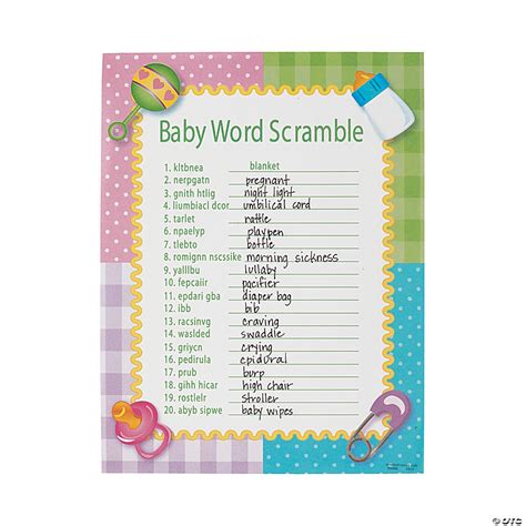 baby shower word scramble baby shower game printable word scramble