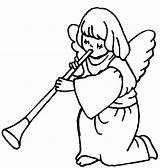 Coloring Trumpet Getcolorings Angel Christmas Pages Color sketch template
