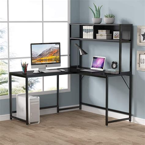 Tribesigns 55 Inch L Shaped Computer Desk With Hutch Space Saving