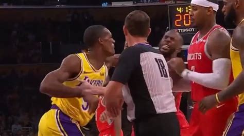 The Lakers And Rockets Brawl After Rajon Rondo Punches Chris Paul