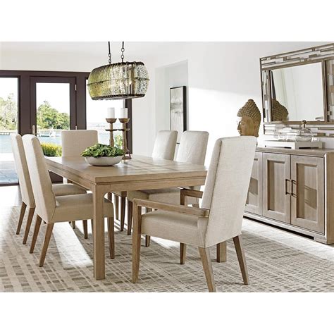 lexington concorde light grey wood rectangular extendable dining table