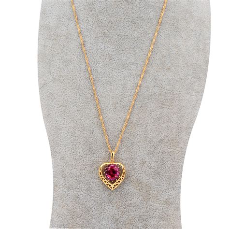 womens  gold filled ruby heart pendant gold chain long necklace ebay