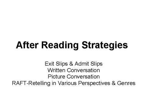 after reading strategies exit slips admit slips written