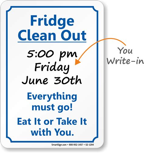 printable refrigerator clean  sign  printable templates