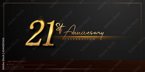 st anniversary celebration logotype  handwriting golden color