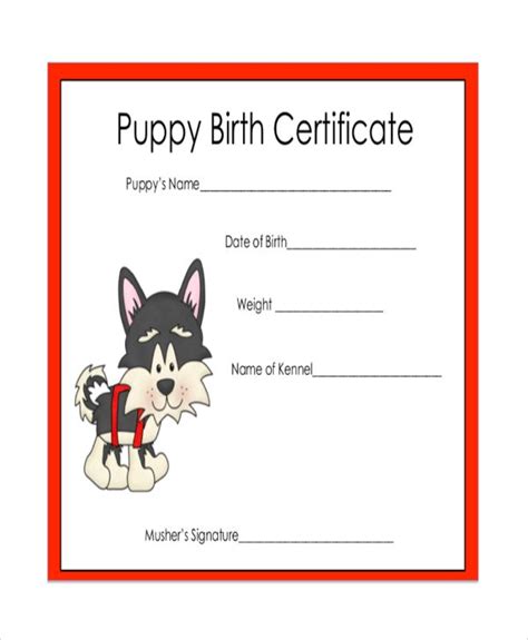 sample certificates sample templates dog adoption certificate